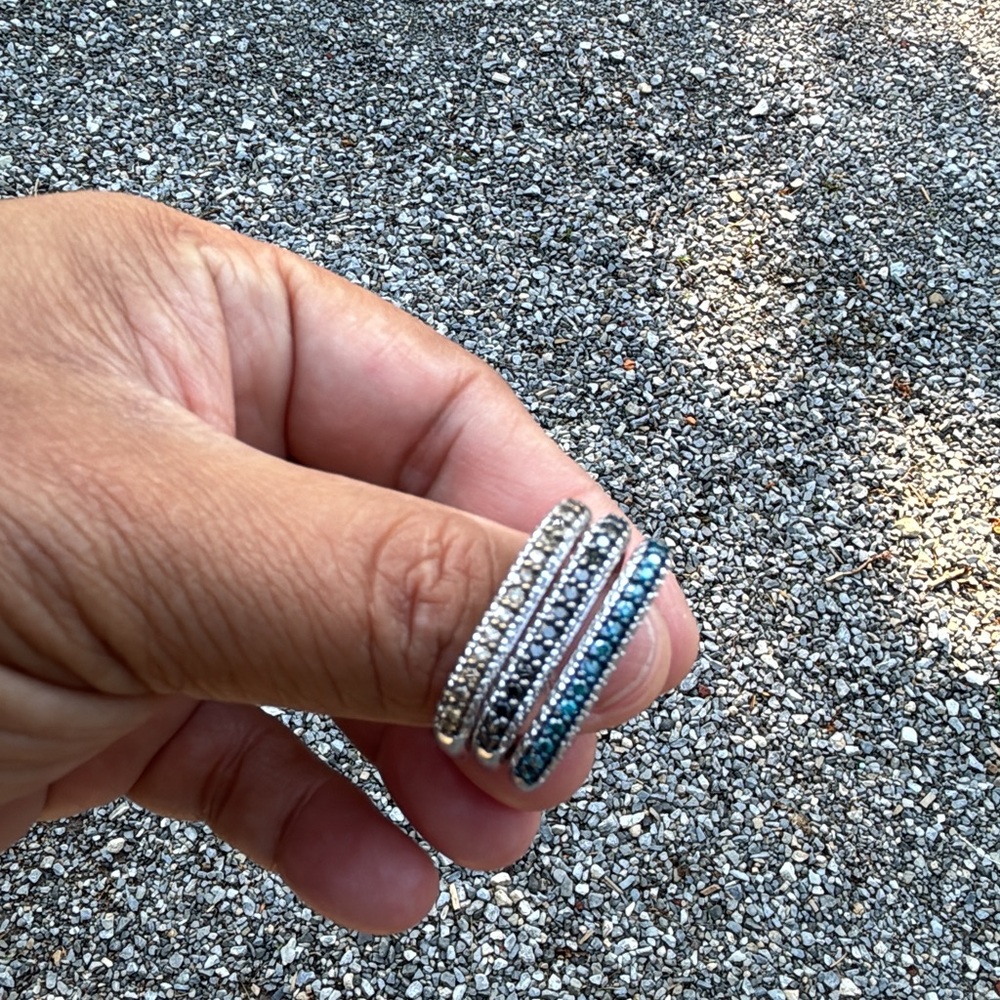 Unique Stackable Square Diamond Sterling Silver R… - image 7